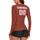 Custom Coral Red Light Pink Women's Long-Sleeve Shirt