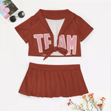 Custom Coral Red Light Pink Cheerleading Uniform Set