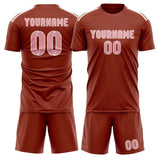 Custom Coral Red Light Pink Soccer Jersey