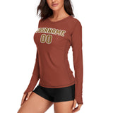 Custom Coral Red Khaki Women's Long-Sleeve Shirt
