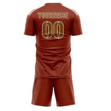Custom Coral Red Khaki Soccer Jersey