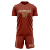 Custom Coral Red Khaki Soccer Jersey