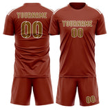 Custom Coral Red Khaki Soccer Jersey