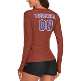 Custom Coral Red Light Purple Women's Long-Sleeve Shirt