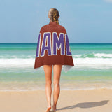 Custom Coral Red Light Purple Beach Towel