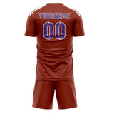 Custom Coral Red Light Purple Soccer Jersey