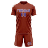 Custom Coral Red Light Purple Soccer Jersey