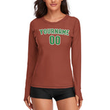 Custom Coral Red Emerald Green Women's Long-Sleeve Shirt