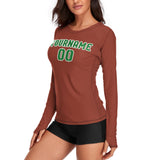 Custom Coral Red Emerald Green Women's Long-Sleeve Shirt
