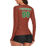Custom Coral Red Emerald Green Women's Long-Sleeve Shirt