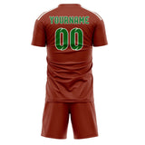 Custom Coral Red Emerald Green Soccer Jersey
