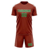 Custom Coral Red Emerald Green Soccer Jersey