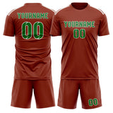 Custom Coral Red Emerald Green Soccer Jersey