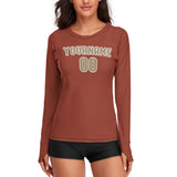 Custom Coral Red Light Khaki Women's Long-Sleeve Shirt