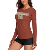 Custom Coral Red Light Khaki Women's Long-Sleeve Shirt