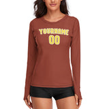 Custom Coral Red Light Yellow Women's Long-Sleeve Shirt