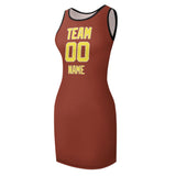 Custom Coral Red Light Yellow Sleeveless Vest Dress