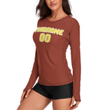 Custom Coral Red Light Yellow Women's Long-Sleeve Shirt
