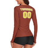 Custom Coral Red Light Yellow Women's Long-Sleeve Shirt