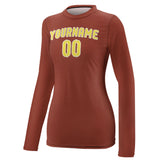 Custom Coral Red Light Yellow Women's Long-Sleeve Shirt