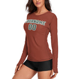 Custom Coral Red Blue Green Women's Long-Sleeve Shirt