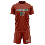 Custom Coral Red Blue Green Soccer Jersey