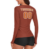 Custom Coral Red Orange Women's Long-Sleeve Shirt