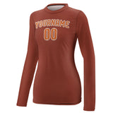 Custom Coral Red Orange Women's Long-Sleeve Shirt
