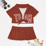 Custom Coral Red Copper Rose Cheerleading Uniform Set