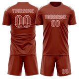 Custom Coral Red Copper Rose Soccer Jersey