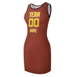 Custom Coral Red Gold Sleeveless Vest Dress