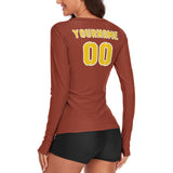 Custom Coral Red Gold Women's Long-Sleeve Shirt