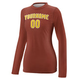 Custom Coral Red Gold Women's Long-Sleeve Shirt