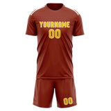 Custom Coral Red Gold Soccer Jersey