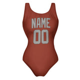 Custom Coral Red Gray Swimsuit