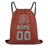 Custom Coral Red Gray Drawstring Bag