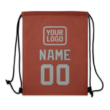 Custom Coral Red Gray Drawstring Bag