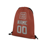 Custom Coral Red Gray Drawstring Bag