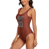 Custom Coral Red Gray Swimsuit