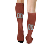 Custom Coral Red Gray Knee-High Sock