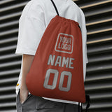 Custom Coral Red Gray Drawstring Bag