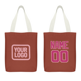 Custom Coral Red Pink Canvas Tote Bag