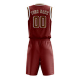 Custom Coral Red Khaki Basketball Set