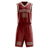 Custom Coral Red Khaki Basketball Set