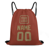 Custom Coral Red Light Khaki Drawstring Bag