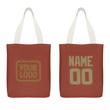Custom Coral Red Light Khaki Canvas Tote Bag