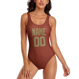Custom Coral Red Light Khaki Swimsuit