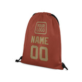 Custom Coral Red Light Khaki Drawstring Bag
