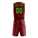 Custom Coral Red Emerald Green Basketball Set