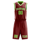 Custom Coral Red Emerald Green Basketball Set